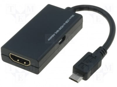Адаптер AK-300305-002-S Адаптер USB-HDMI; HDMI щепсел, USB B micro щепсел; 0,16m; черен